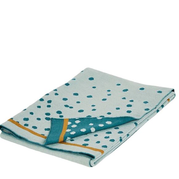 Done by DeerKnitted Baby Blanket Blue Dots Print